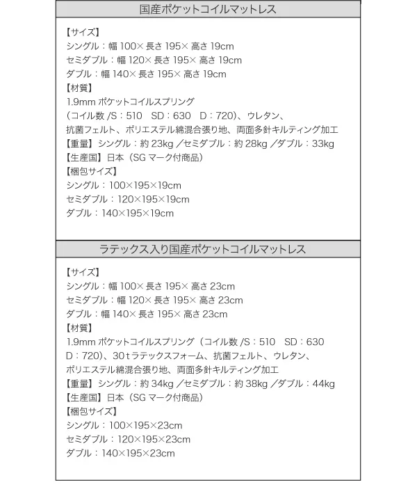照明・棚付き収納ベッド All-one オールワン ボンネルコイルマットレス付き シングル