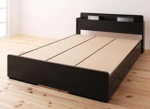 照明・棚付き収納ベッド All-one オールワン ボンネルコイルマットレス付き シングル