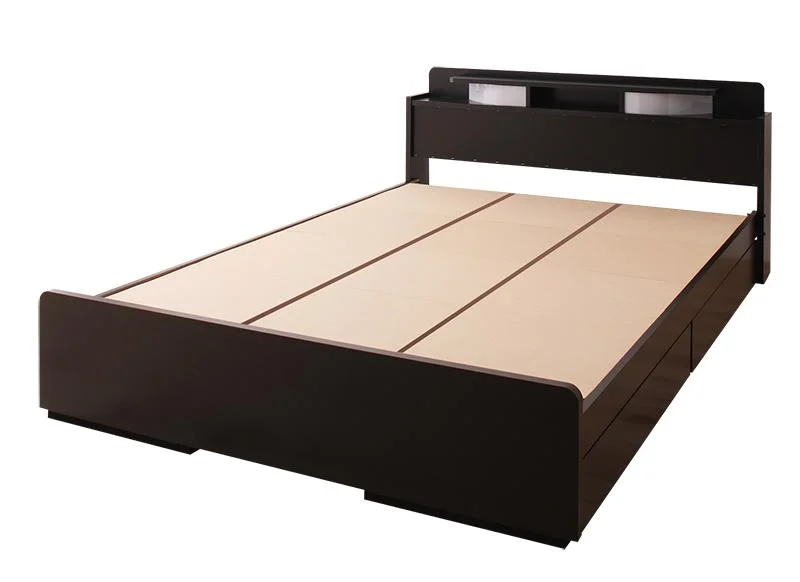 照明・棚付き収納ベッド All-one オールワン ボンネルコイルマットレス付き シングル