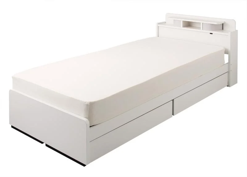 照明・棚付き収納ベッド All-one オールワン ボンネルコイルマットレス付き シングル