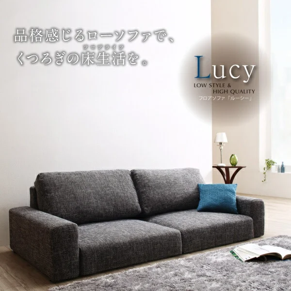 フロアソファ Lucy ルーシー ソファ ワイド肘 ロータイプ 2P
