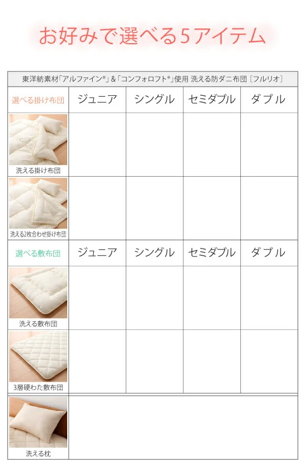 東洋紡素材使用 洗える防ダニ布団 Flulio フルリオ 枕