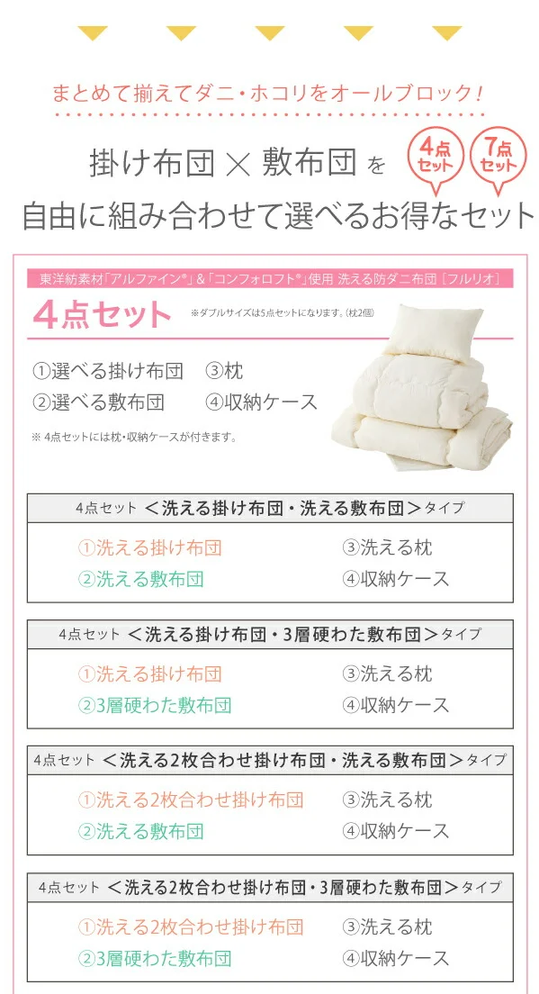 東洋紡素材使用 洗える防ダニ布団 Flulio フルリオ 枕