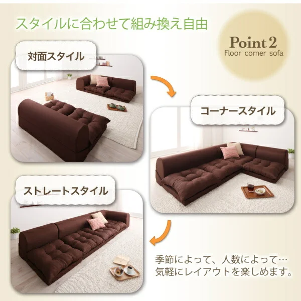 フロアコーナーソファ yuffy ユフィ ソファ3点セット 1P+2P+コーナー