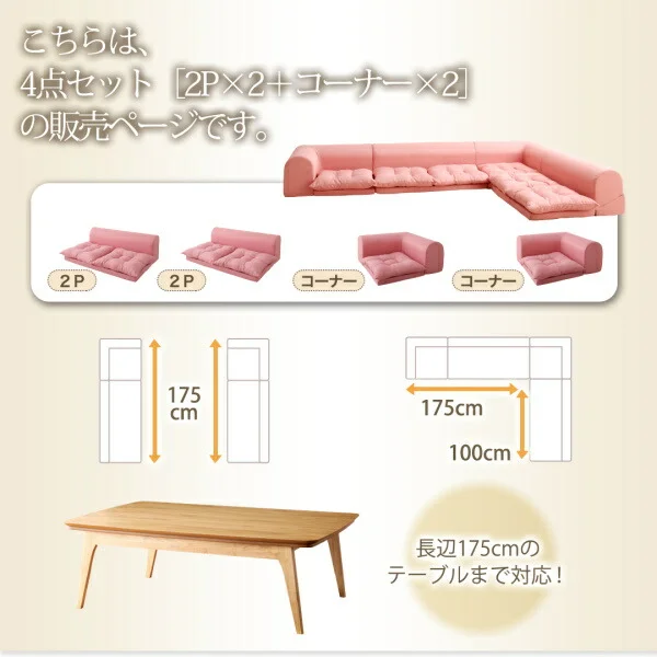フロアコーナーソファ yuffy ユフィ ソファ3点セット 1P+2P+コーナー