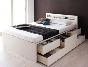 お客様組立 棚・コンセント付きチェストベッド Lagest ラジェスト ベッドフレームのみ シングル