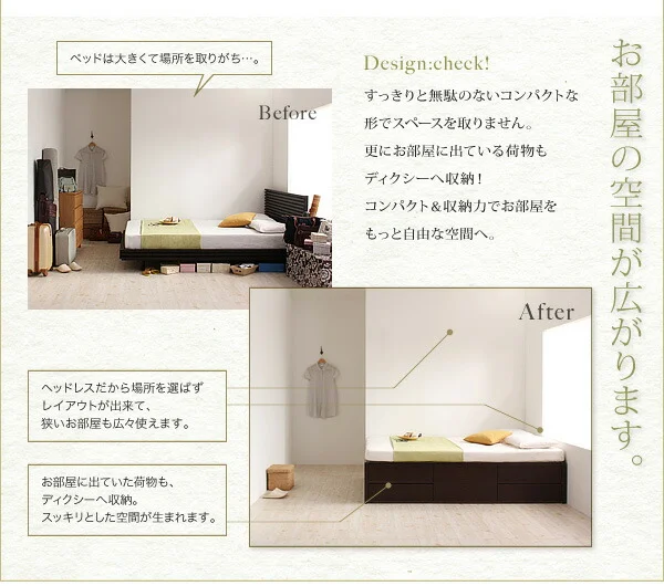 お客様組立 シンプルチェストベッド Dixy ディクシー ベッドフレームのみ シングル