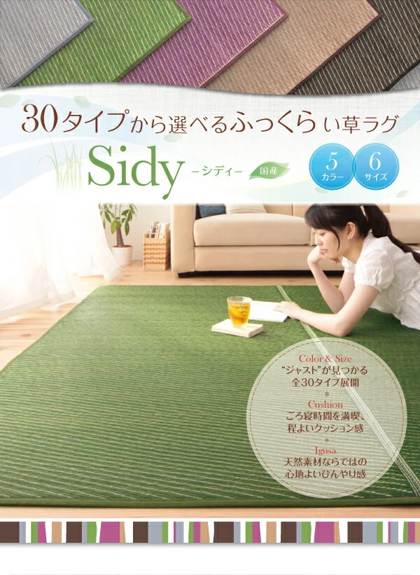 30タイプから選べる国産ふっくらい草ラグ Sidy シディ 140×200cm