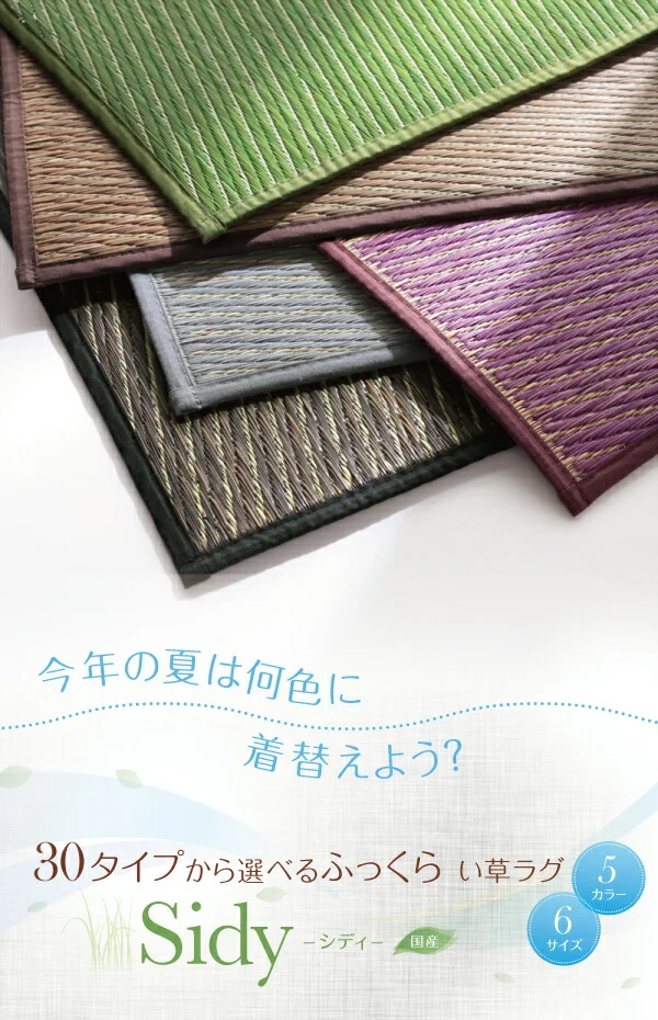 30タイプから選べる国産ふっくらい草ラグ Sidy シディ 140×200cm