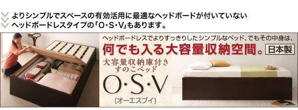 お客様組立 シンプル大容量収納庫付きすのこベッド Open Storage オープンストレージ ベッドフレームのみ シングル 深さラージ