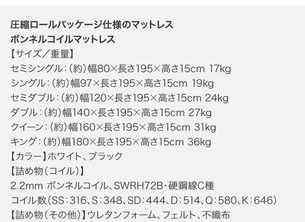 圧縮ロールパッケージ仕様のマットレス EVA エヴァ ポケットコイル シングル
