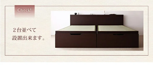 お客様組立 照明・棚付きガス圧式跳ね上げ収納畳ベッド 月花 ツキハナ 標準タイプ 縦開き・ベッドガードなし シングル 深さレギュラー
