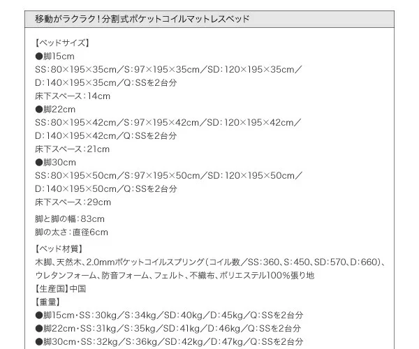 新・移動ラクラク 分割式マットレスベッド 専用別売品(ボリューム敷きパッド) セミシングル