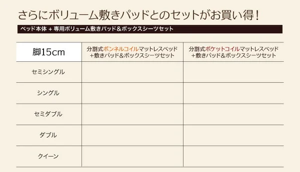 新・移動ラクラク 分割式マットレスベッド 専用別売品(ボリューム敷きパッド) セミシングル
