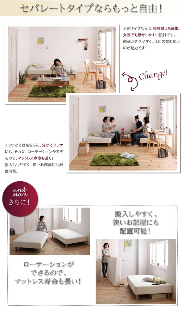 新・国産ポケットコイルマットレスベッド Waza ワザ マットレスベッド スモールセミシングル 脚15cm