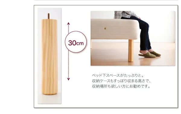 新・国産ポケットコイルマットレスベッド Waza ワザ マットレスベッド スモールセミシングル 脚15cm