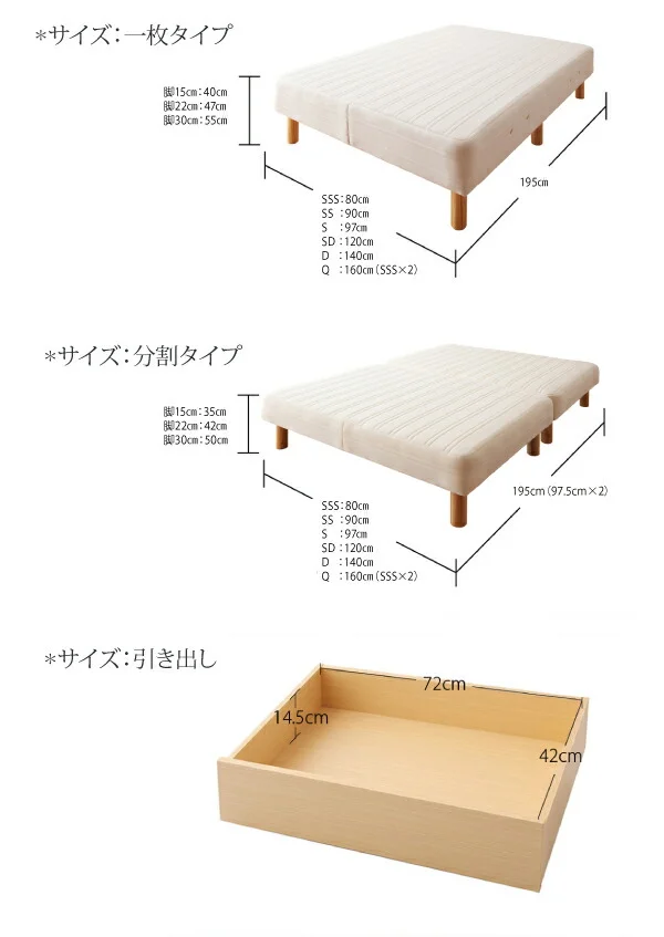新・国産ポケットコイルマットレスベッド Waza ワザ マットレスベッド スモールセミシングル 脚15cm