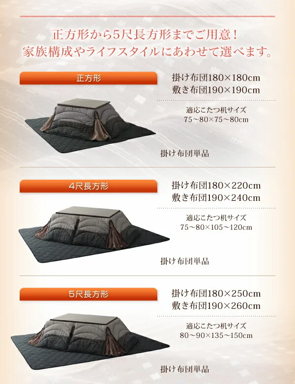 しじら織り省スペースこたつ布団 紫月 しづき 掛布団&敷布団2点セット 正方形(75×75cm)天板対応