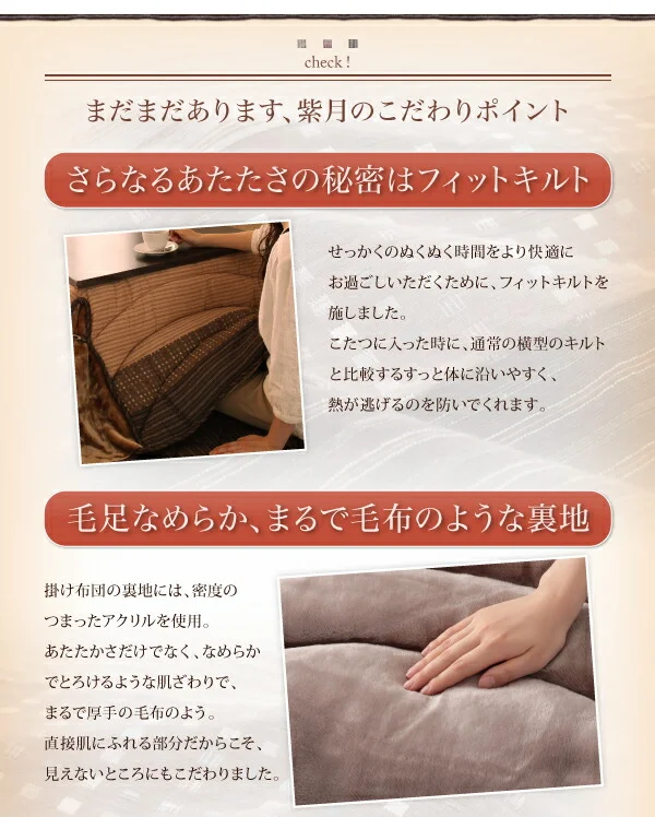 しじら織り省スペースこたつ布団 紫月 しづき 掛布団&敷布団2点セット 正方形(75×75cm)天板対応