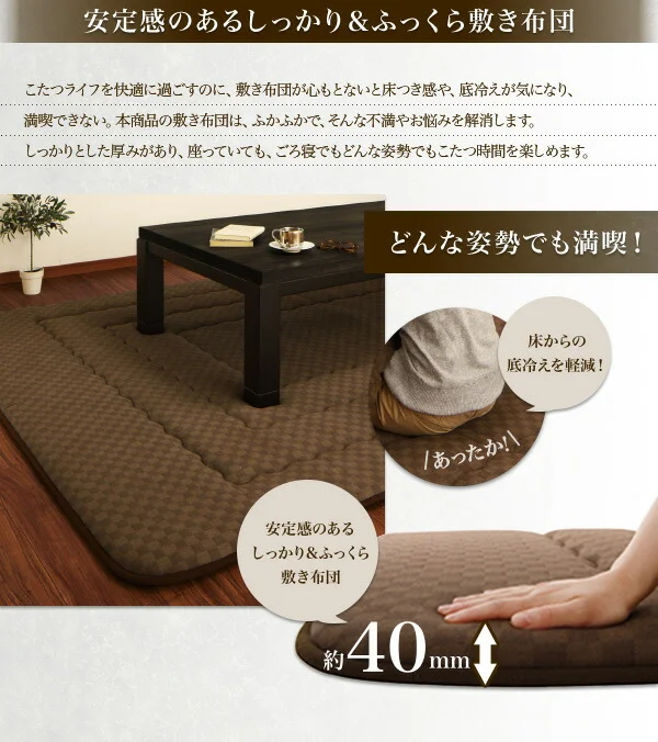 ブロックチェック柄こたつ布団 Modelate モデラート 掛布団&敷布団2点セット 正方形(75×75cm)天板対応