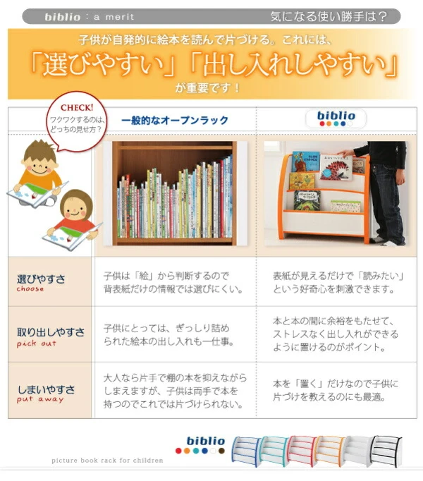 ソフト素材キッズファニチャーシリーズ 絵本ラック biblio ビブリオ スリムタイプ