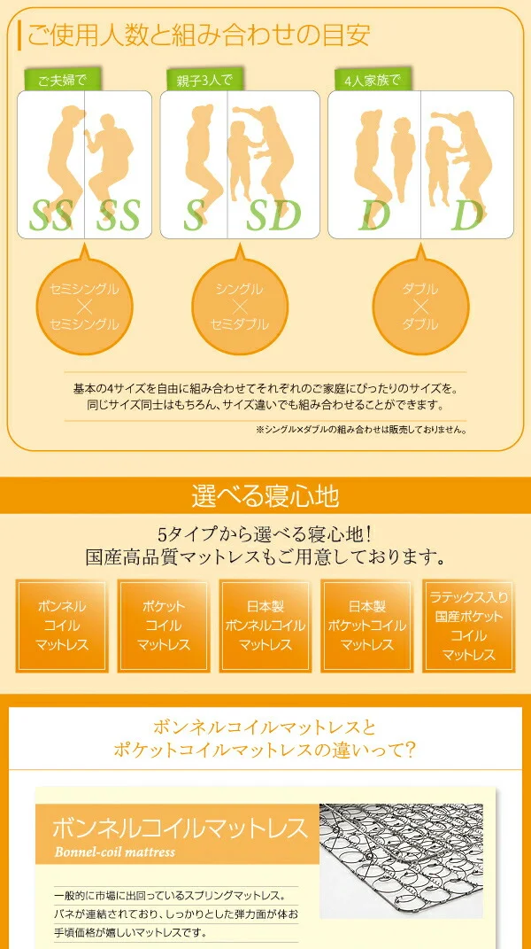 親子で寝られる・将来分割できる連結ベッド JointEase ジョイント・イース ベッドフレームのみ セミシングル
