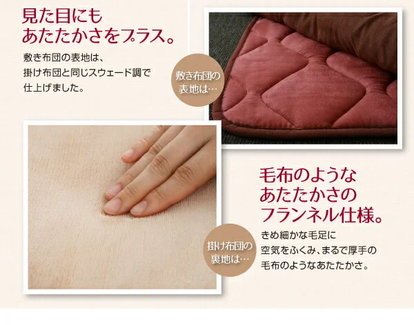 スウェード調パッチワークこたつ布団 icoi イコイ 掛布団&敷布団2点セット 正方形(75×75cm)天板対応