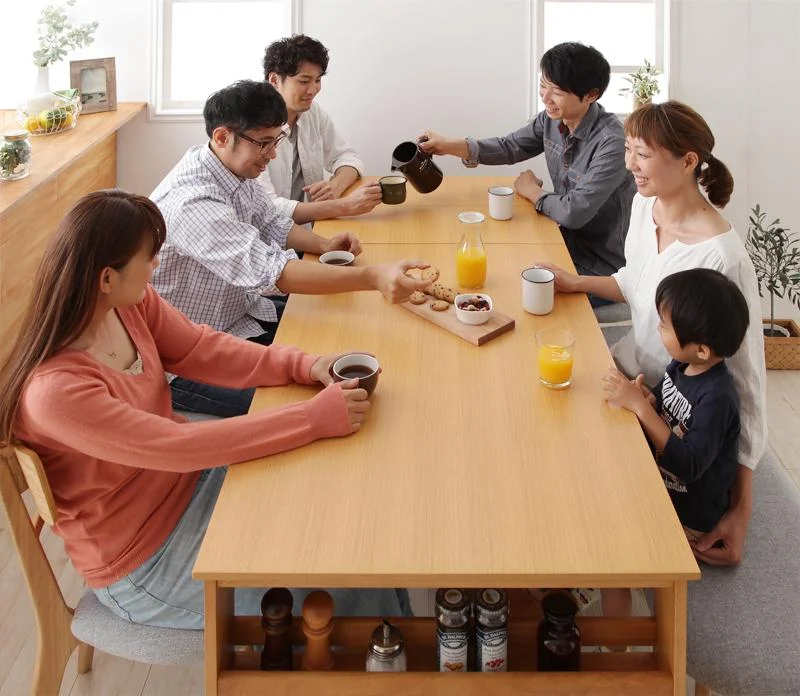 天然木オーク材エクステンションダイニング Festia フェスティア 4点セット(テーブル+チェア2脚+ベンチ1脚) W120-180