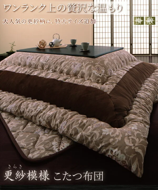 更紗模様こたつ布団 掛布団&敷布団2点セット 正方形(75×75cm)天板対応