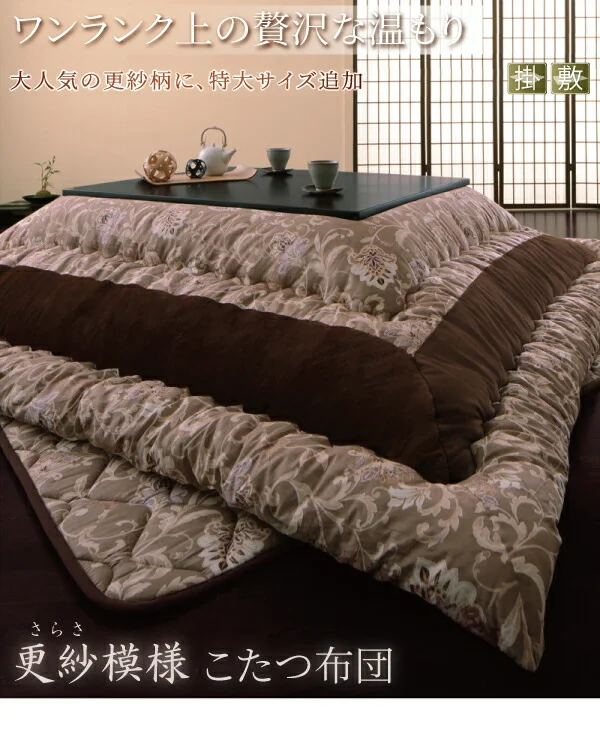 更紗模様こたつ布団 掛布団&敷布団2点セット 正方形(75×75cm)天板対応