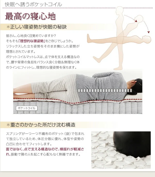 日本製ポケットコイルマットレスベッド MORE モア マットレスベッド グランドタイプ ワイドK280 脚7cm
