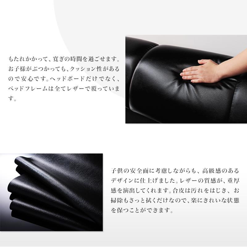 モダンデザインレザーフロアベッド BASTOL バストル ベッドフレームのみ クイーン(SS×2)