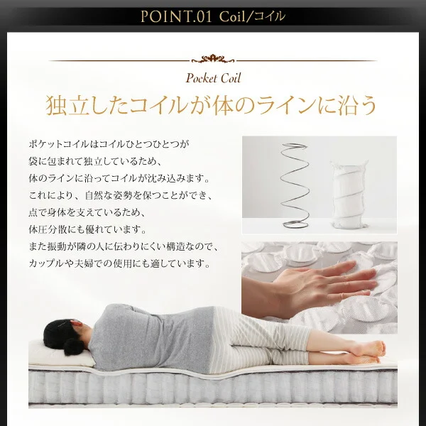 日本人技術者設計 超快眠マットレス抗菌防臭防ダニ ホテルプレミアム ポケットコイル硬さ:ふつう EVA エヴァ セミシングル