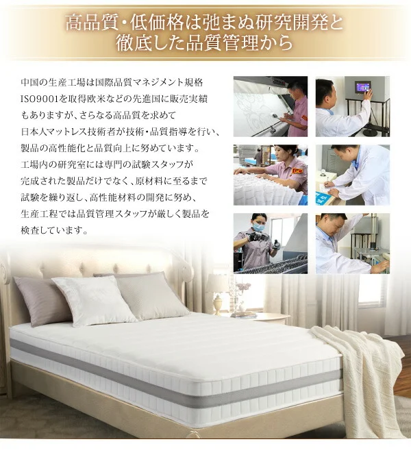 日本人技術者設計 超快眠マットレス抗菌防臭防ダニ ホテルプレミアム ポケットコイル硬さ:ふつう EVA エヴァ セミシングル