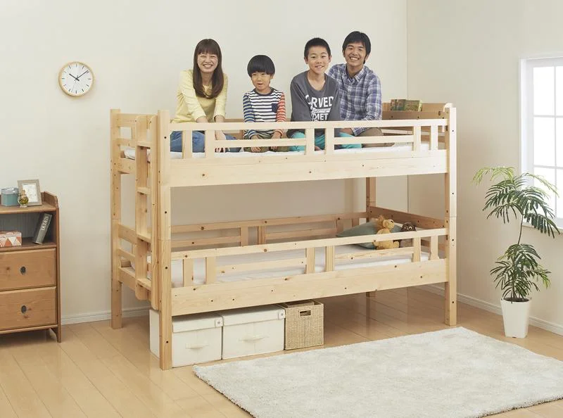 タイプが選べる頑丈ロータイプ収納式3段ベッド fericica フェリチカ ベッドフレームのみ 三段セット シングル