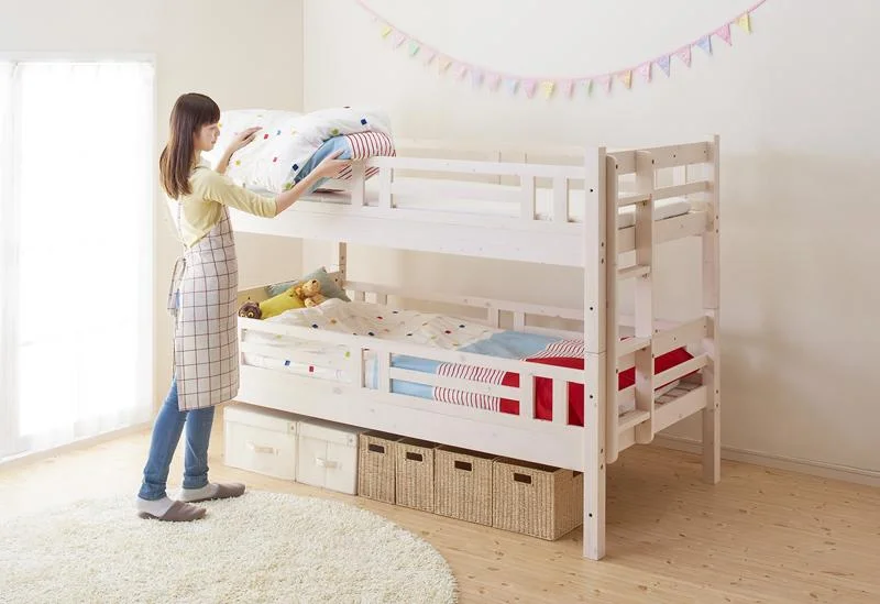 タイプが選べる頑丈ロータイプ収納式3段ベッド fericica フェリチカ ベッドフレームのみ 三段セット シングル