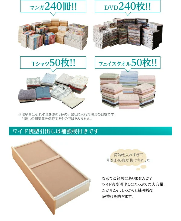 お客様組立 日本製_棚・コンセント付き_大容量チェストベッド Auxilium アクシリム ベッドフレームのみ セミシングル
