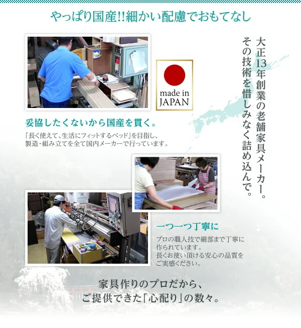 お客様組立 日本製_棚・コンセント付き_大容量チェストベッド Auxilium アクシリム ベッドフレームのみ セミシングル