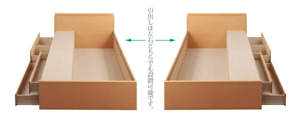 お客様組立 日本製_棚・コンセント付き_大容量チェストベッド Auxilium アクシリム ベッドフレームのみ セミシングル