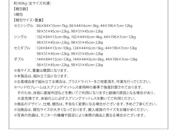お客様組立 日本製_棚・コンセント付き_大容量チェストベッド Auxilium アクシリム ベッドフレームのみ セミシングル