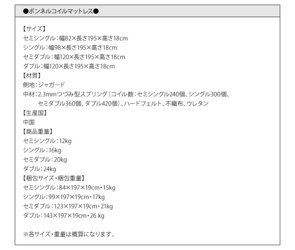 お客様組立 日本製_棚・コンセント付き_大容量チェストベッド Spatium スパシアン ベッドフレームのみ セミシングル