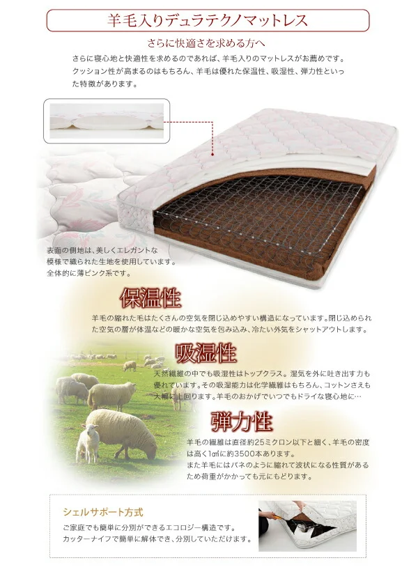 お客様組立 日本製_棚・コンセント・仕切り板付き大容量チェストベッド Inniti イニティ ベッドフレームのみ セミシングル