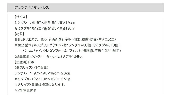 お客様組立 日本製_棚・コンセント・仕切り板付き大容量チェストベッド Inniti イニティ ベッドフレームのみ セミシングル