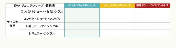 子どもの睡眠環境を考えた 安眠マットレス 薄型・軽量・高通気　ジュニア ボンネルコイル EVA エヴァ セミシングル ショート丈