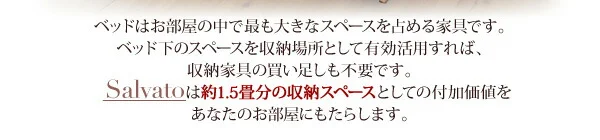 お客様組立 日本製_棚・コンセント付き大容量すのこチェストベッド Salvato サルバト ベッドフレームのみ セミシングル