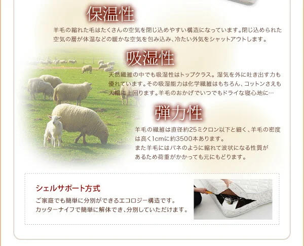 搬入・組立・簡単 選べる7つの寝心地 すのこ構造 脚付きマットレス ボトムベッド マットレスベッド スタンダードボンネルコイルマットレス付き セミシングル 脚15cm