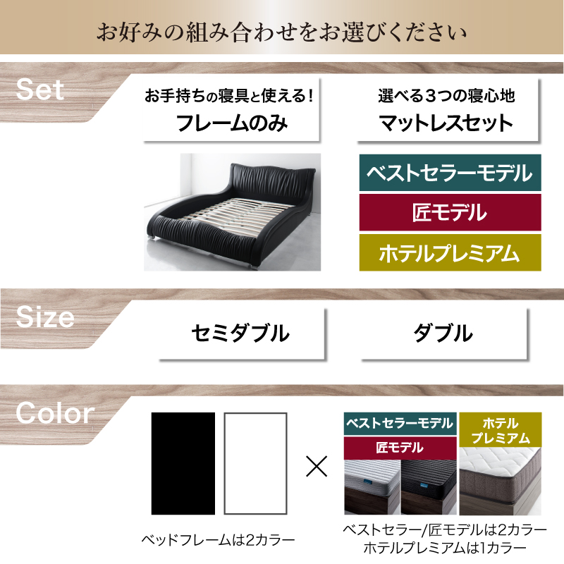 モダンデザイン・高級レザー・デザイナーズベッド Formare フォルマーレ ベッドフレームのみ セミダブル