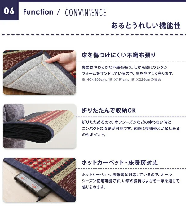 カイハラデニム×マルチパターン柄純国産い草ラグ Incetter インセッター ラグ 140×200cm
