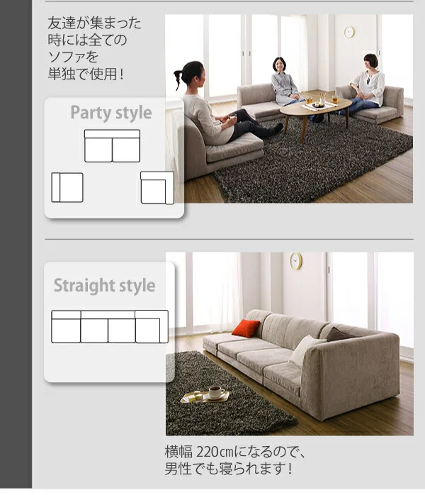 カバーリングフロアコーナーソファ COLTY コルティ ロータイプ ふんわりウレタン 1P+2P+コーナー