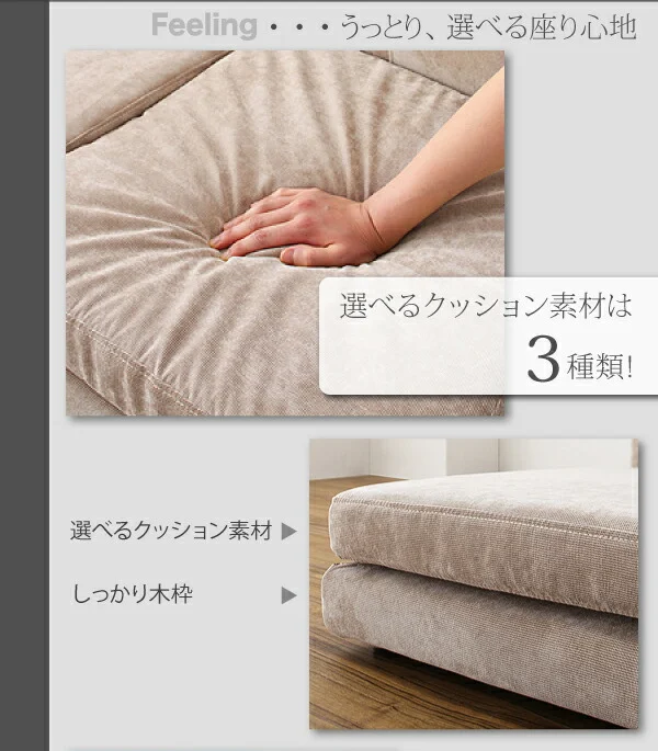 カバーリングフロアコーナーソファ COLTY コルティ ロータイプ ふんわりウレタン 1P+2P+コーナー